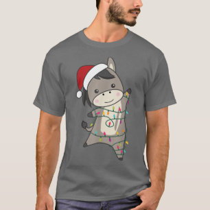 T-shirt Donkey Christmas Santa Clauses Fairy Lights Donkey