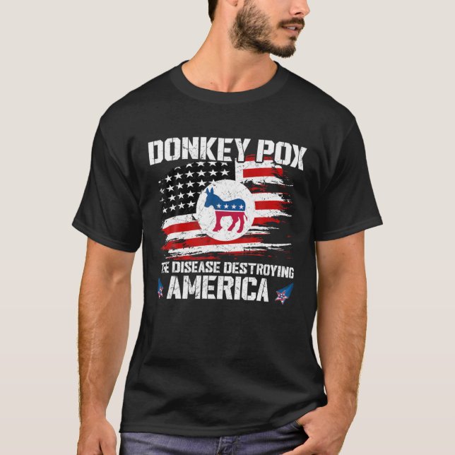 T-shirt Donkey Pox La Maladie Détruisant America USA Drape (Devant)