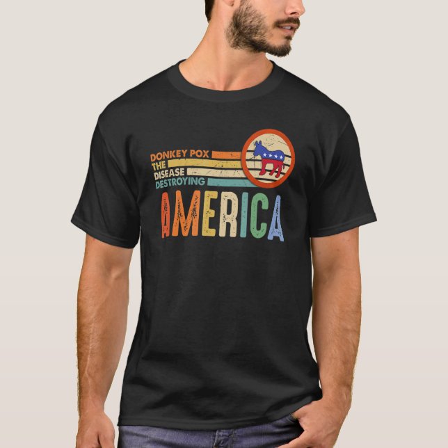 T-shirt Donkey Pox La Maladie Détruisant Le Drapeau Améric (Devant)