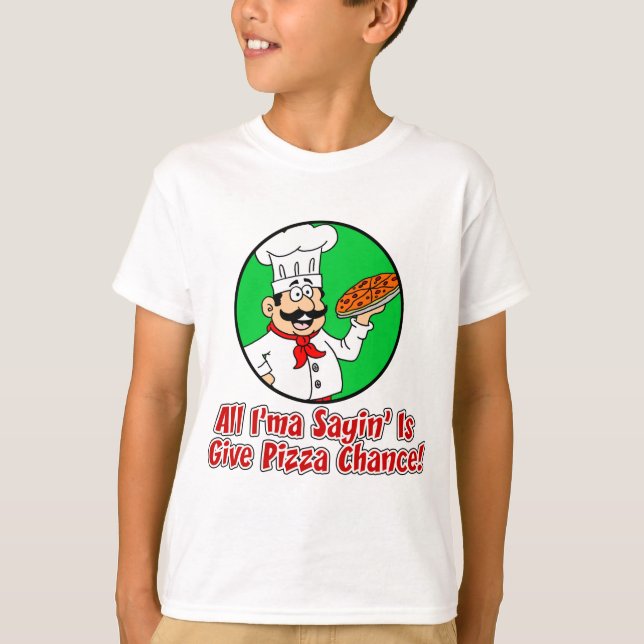 T-shirt Donner une chance à la pizza (Devant)
