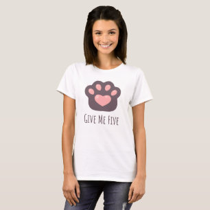 T-shirt Donnez-moi Five Pawt-shirt pour amateur de chat, p