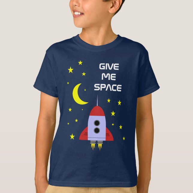 T-shirt Donnez-Moi Spatiale Rocket Ship Et Étoiles (Devant)