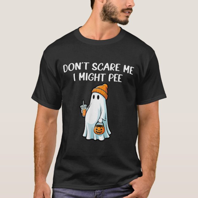 T-shirt Don't E Me I Might Pee Pregnant Ghost Halloween Hu (Devant)