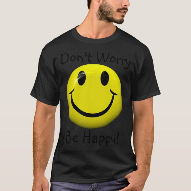 T-shirt Dont Worry Be Happy Face  (Devant)