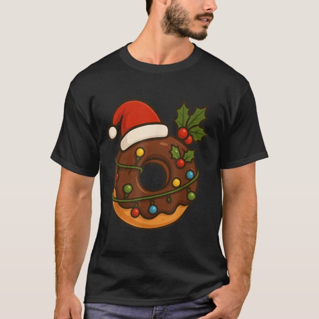 T-shirt Donut Doughnut Joyeux Noël Noël Chapeau Noël Garço (Devant)