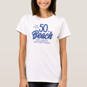 T-shirt Doodle à main lunaire 50e anniversaire de plage