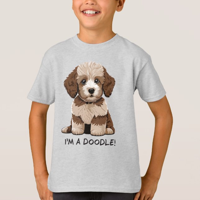 T-shirt Doodle Chien mignon Aussiedoodle Chiot Enfants (Devant)