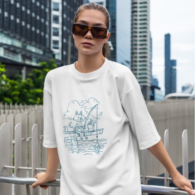 T-shirt Doodle de chat de pêche (Créateur téléchargé)