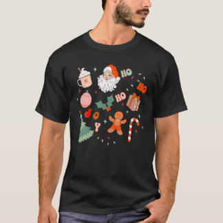 T-shirt Doodle de Noël Retro Père Noël Holiday Se