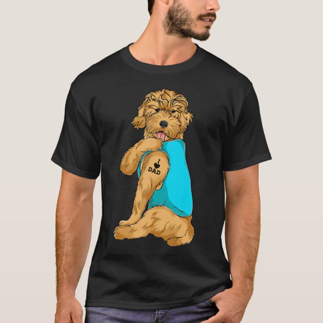 T-shirt Doodle d'or J'aime papa Tattoo Vêtements Chien Pap (Devant)