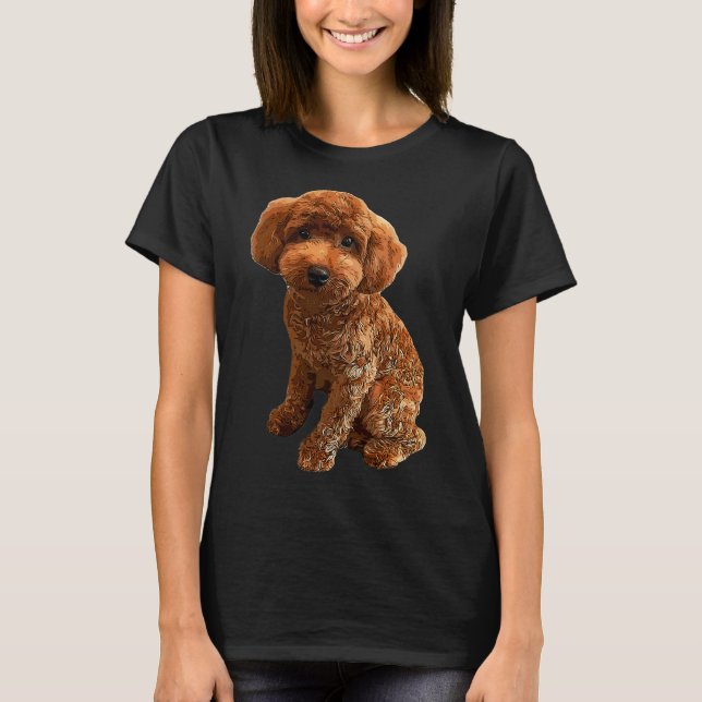 T-shirt Doodle doré de mini-caniche (Devant)