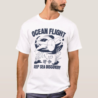 T-Shirt Doodle Mer Profond & Avion
