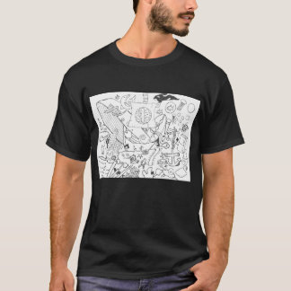 T-shirt Doodle Punk Rock #19 Noir nautique
