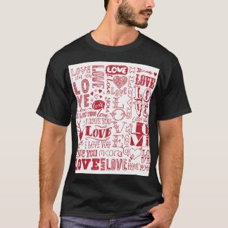T-shirt Doodles d'amour à la main, charmant motif.