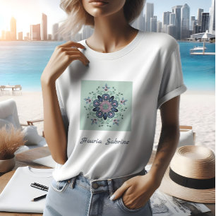 T-shirt Doodles de Mandala turquoise moderne rose