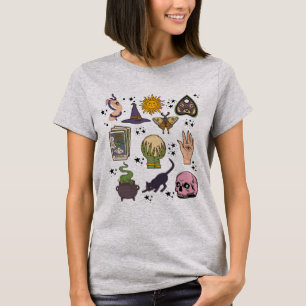 T-shirt Doodles de sorcière vintage Halloween