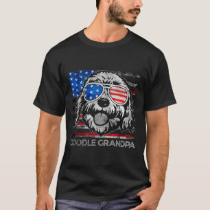T-shirt Doodpa Grand-père Vintage américain Drapeau Chien