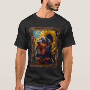T-shirt Dorkie Peinture Fleur de tournesol Maman Femmes Fl