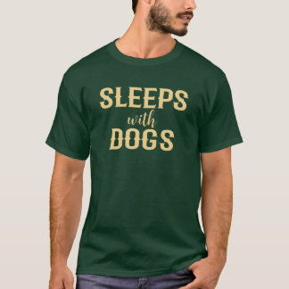 T-shirt Dormir avec les chiens famille rétro