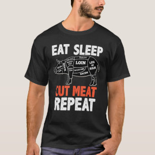 T-SHIRT DORMIR COUPER LA VIANDE RÉPÉTER - BOUCHER PORC DIA