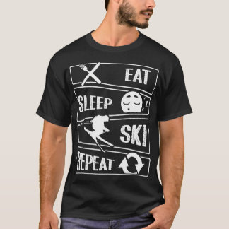 T-shirt Dormir Manger Ski Répéter Skier Plus Drôle Ski
