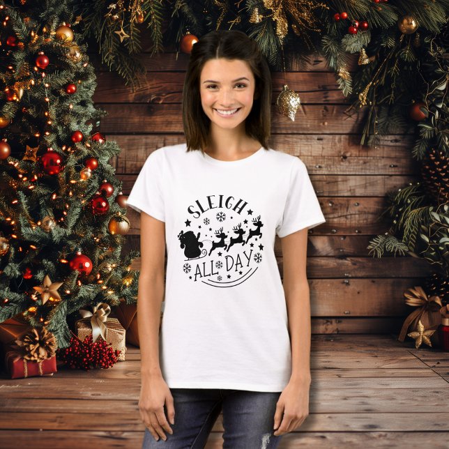 T-shirt Dormir toute la journée Vacances d'hiver (Sleigh All Day Winter Holiday T-Shirt)