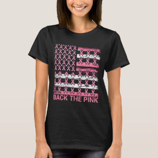 T-shirt dos rose cancer du sein sensibilisation Us Drapeau