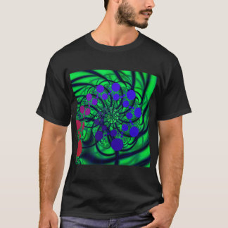 T-shirt Dotty | Vert bleu violet et rouge fractage art