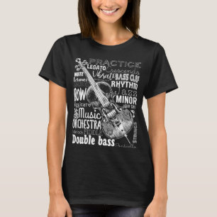 T-shirt Double Basse Instrument Mot Cloud Musiciens Double