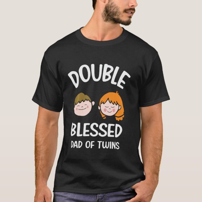 T-shirt Double Blessed dad of Twins Long Sleeve (Devant)