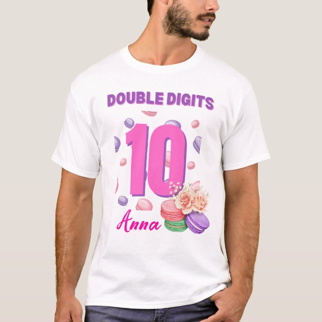 T-shirt Double chiffres Macaron adolescent Anniversaire fi (Devant)