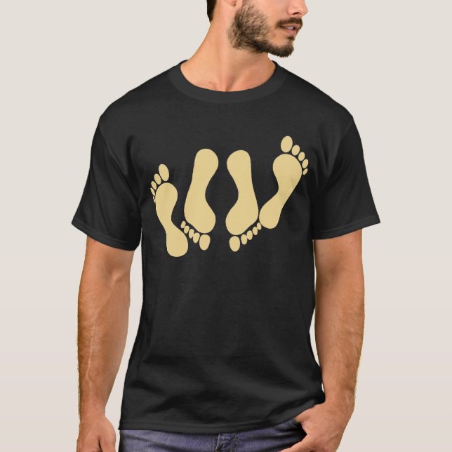 T-shirt Double couleur de sable d'empreintes de pas (Devant)