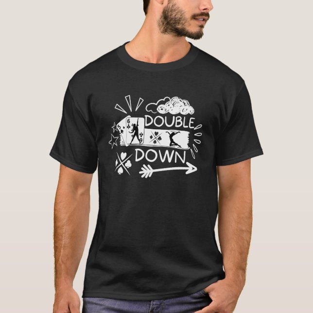 T-shirt Double Down 21 Casino Gambling Blackjack  2 (Devant)