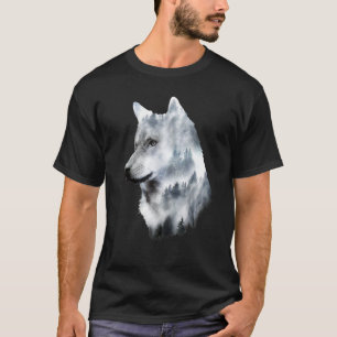 T-shirt Double exposition loups loups amoureux cadeau arts