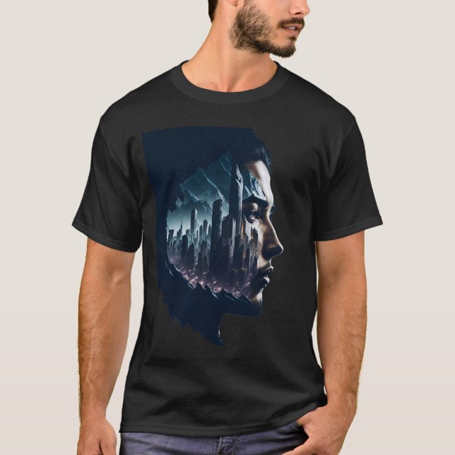 T-shirt Double exposition Ville futuriste (Devant)