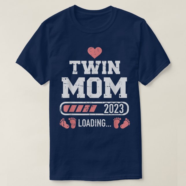 T-shirt Double maman 2023 chargement pour la faire-part de (Design devant)