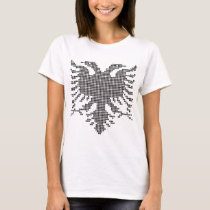 T-shirt Double tête aigle albanais silhouette pointillée