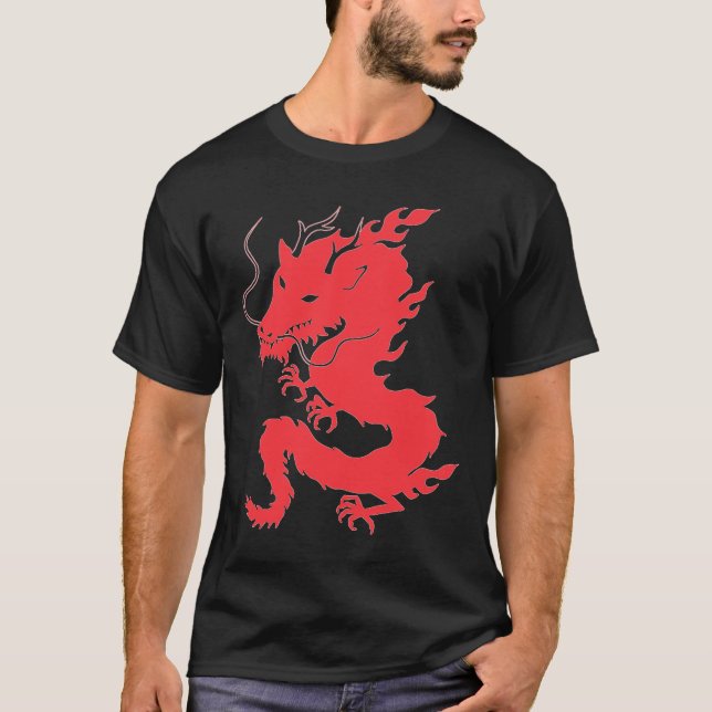 T-shirt Doublez les ailes dégrossies de dragon sur la (Devant)