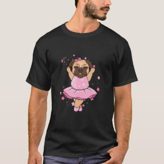 T-shirt Douce Ballerine Rose Pug Ballet En Tutu