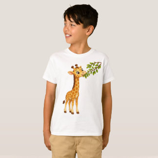 T-shirt Douce bébé girafe mâchonnant des feuilles