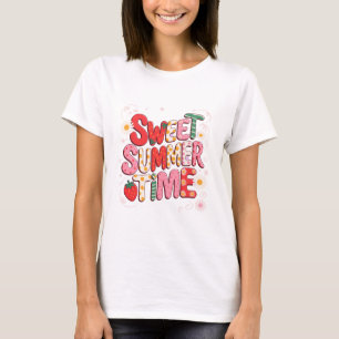 T-shirt Douce Coquette d'été aux fraises Plage Rétro 