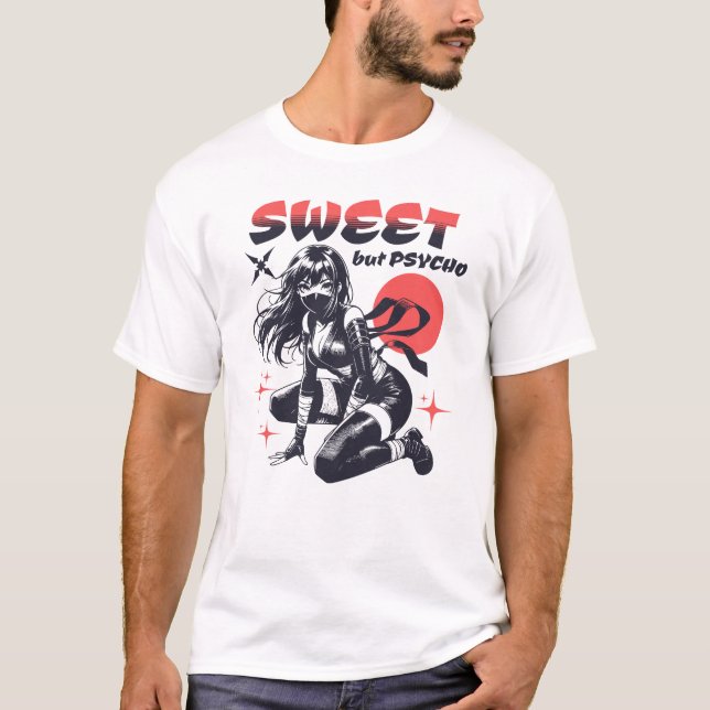 T-shirt Douce Mais Psycho Anime Ninja Girl (Devant)