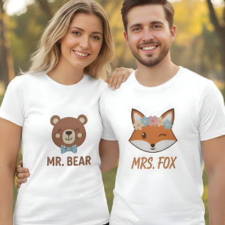 T-shirt Douce Mme Fox Femmes Couples Assortis