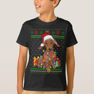 T-shirt Douce moche lumières de Noël Dachshund Amoureux de