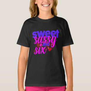 T-shirt Douce Sassy et Six Fille agée de 6 ans Rose et Vio