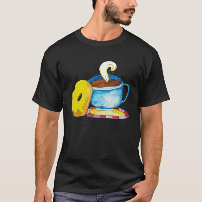 T-shirt Doughnut and a Coffee Hand Drawn (Devant)
