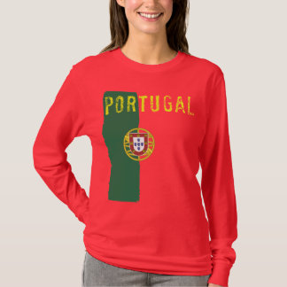 T-shirt Douille de dames de drapeau du Portugal longue