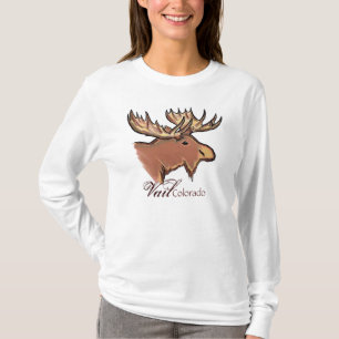 T-shirt Douille de dames simples d'orignaux de Vail le
