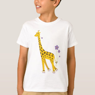 T-shirt Douille de patinage d'enfants de girafe mignonne
