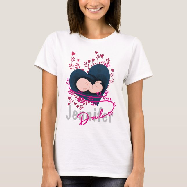 T-shirt Doula florale personnalisée (Devant)